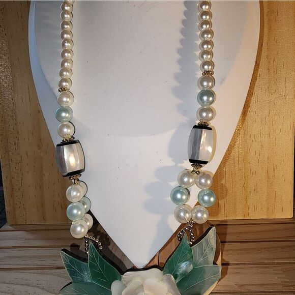 1970's Lee Sands Vintage Mother Of Pearl Inlay Flower 20" - Picture 8 of 9